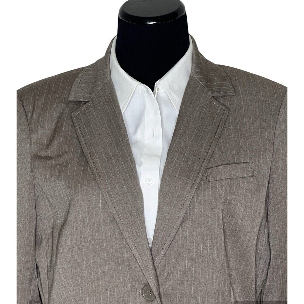 New York And Company Womens Blazer Brown‎ Size 12 Pinstripe Suit Jacket